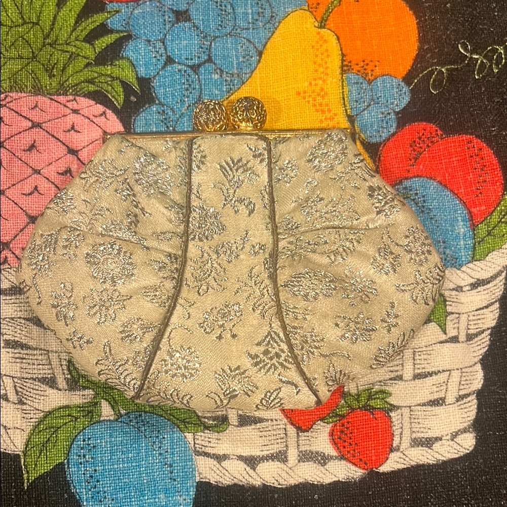 Elegant Silver Floral Clutch made in France